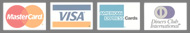 We accept all the major bank cards, including Visa, Mastercard, American Express and Diners Club
