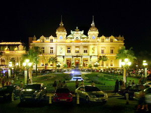 The Casino in Monaco at night.