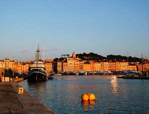 Sunset over the harbor in Saint Tropez